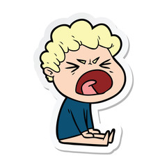 sticker of a cartoon furious man