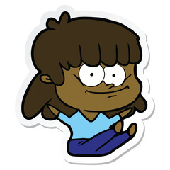 sticker of a cartoon smiling woman