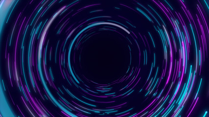 Blue & purple abstract circular radial lines background. Data flow. Optical fiber. Motion effect. Background