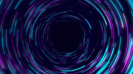 Blue & purple abstract circular radial lines background. Data flow. Optical fiber. Motion effect. Background