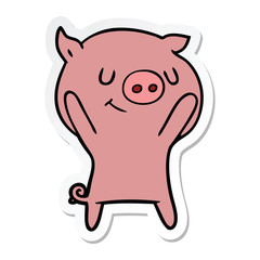 sticker of a happy cartoon pig