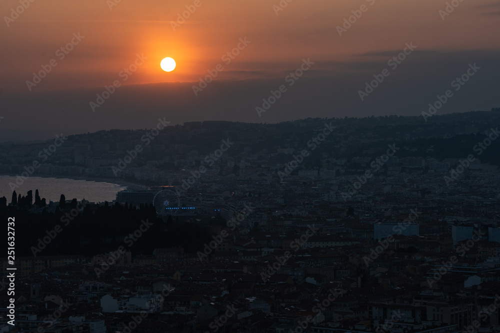 Canvas Prints Nice view of the city at sunset from a height