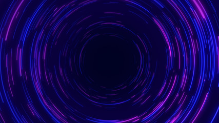 Blue & purple abstract circular radial lines background. Data flow. Optical fiber. Motion effect. Background