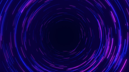 Blue & purple abstract circular radial lines background. Data flow. Optical fiber. Motion effect. Background