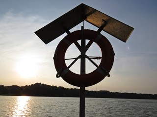 Orange Rescue Circle Life Buoy Save Wharf Harbor Marina Yard