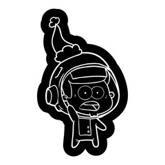 cartoon icon of a surprised astronaut wearing santa hat