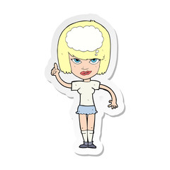 sticker of a cartoon woman with idea