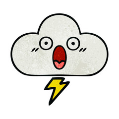 retro grunge texture cartoon thunder cloud