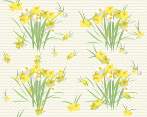 Floral narcissus retro vintage background, vector illustration