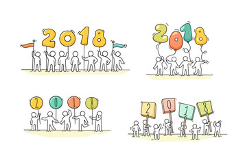 Fototapeta premium 2018 Happy New Year set.