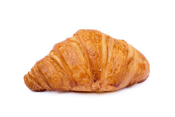 Fresh buttery croissant isolated on white background 