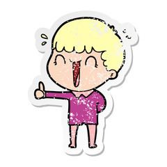 distressed sticker of a laughing cartoon man