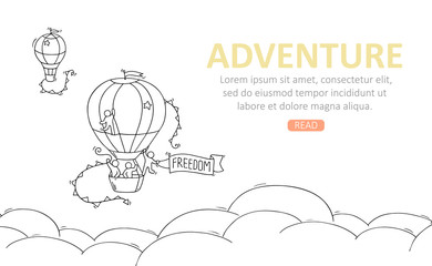 Travel temblate with air balloon.