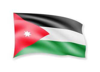 Waving Jordan flag on white. Flag in the wind vector illustration.
