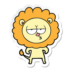 sticker of a cartoon bored lion