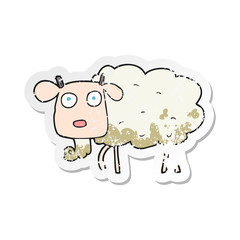 retro distressed sticker of a cartoon muddy goat