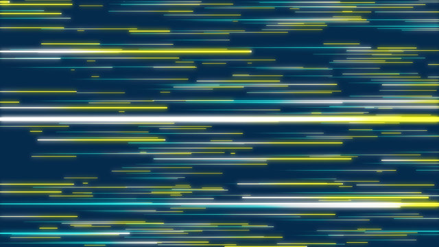 Yellow, green & blue abstract radial lines geometric background. Data flow. Optical fiber. Explosion star. Motion effect. Background