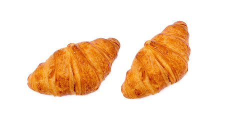  Fresh buttery croissant isolated on white background 