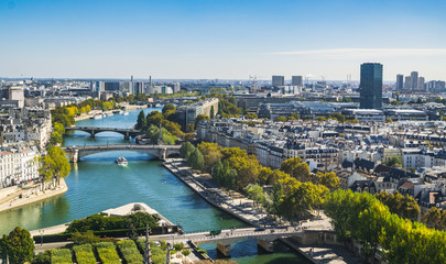 PARIS, FRANCE - 02 OCTOBER 2018: View on Paris from roof of Notre Dame cathedral