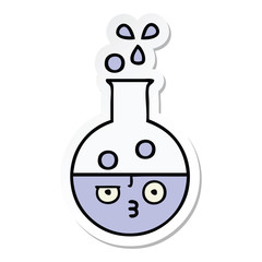 sticker of a cute cartoon test tube