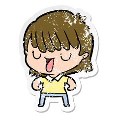 distressed sticker of a cartoon woman