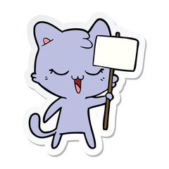 sticker of a happy cartoon cat
