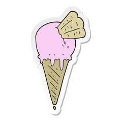 sticker of a cartoon ice cream cone