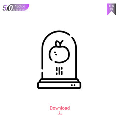 Outline apple icon of future world icons isolated on white background. Line pictogram. Graphic design, mobile application, logo, user interface. Editable stroke. EPS10 format vector illustration