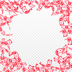 British pound notes falling. Floating GBP bills on