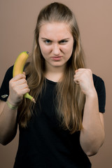 cute girl with a banana