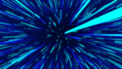 Blue abstract radial lines geometric background. Data flow tunnel. Explosion star. Motion effect. background