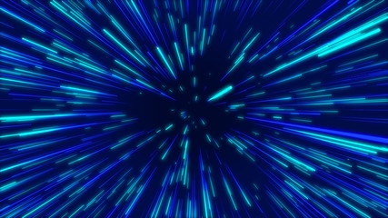 Blue abstract radial lines geometric background. Data flow tunnel. Explosion star. Motion effect....