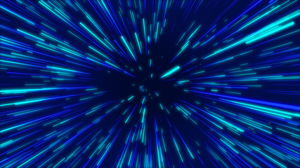 Blue abstract radial lines geometric background. Data flow tunnel. Explosion star. Motion effect. background