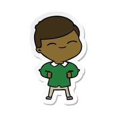 sticker of a cartoon smiling boy