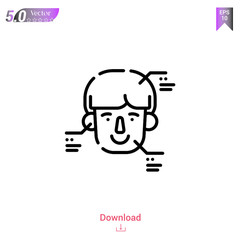 face recognition of future world icons isolated on white background. Line pictogram. Graphic design, mobile application, logo, user interface. Editable stroke. EPS10 format vector illustration