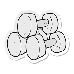 sticker of a cartoon dumbbells