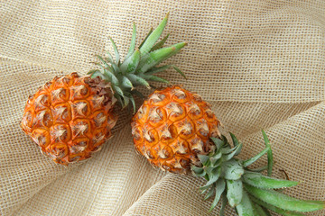 Ripe mini pineapple. Pineapples from Thailand	