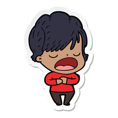 sticker of a cartoon woman talking