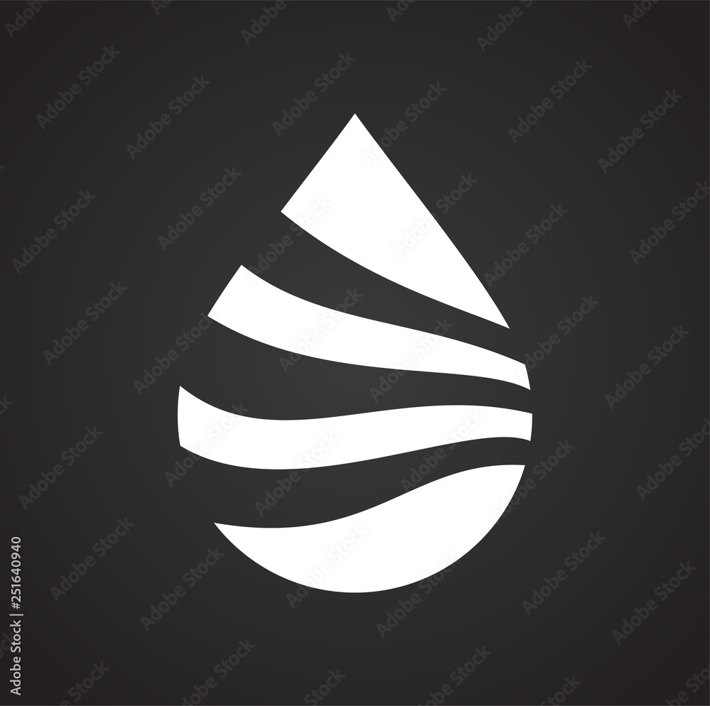 Poster drop water icon on black background for graphic and web design, modern simple vector sign. internet 