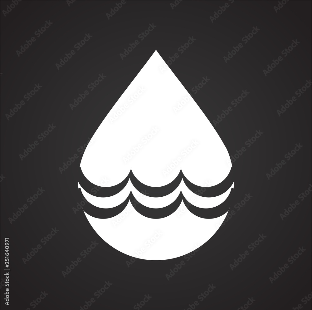 Poster drop water icon on black background for graphic and web design, modern simple vector sign. internet 