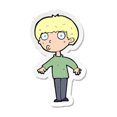 sticker of a cartoon surprised boy