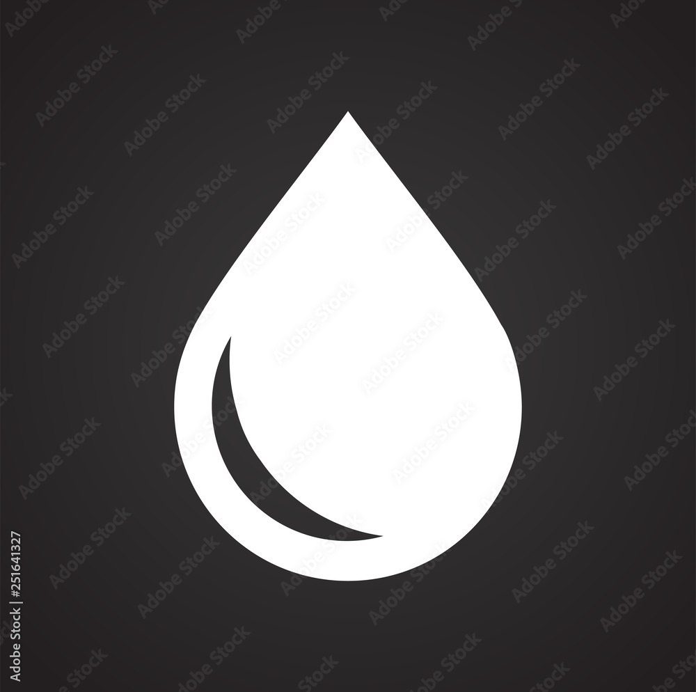 Poster drop water icon on black background for graphic and web design, modern simple vector sign. internet 