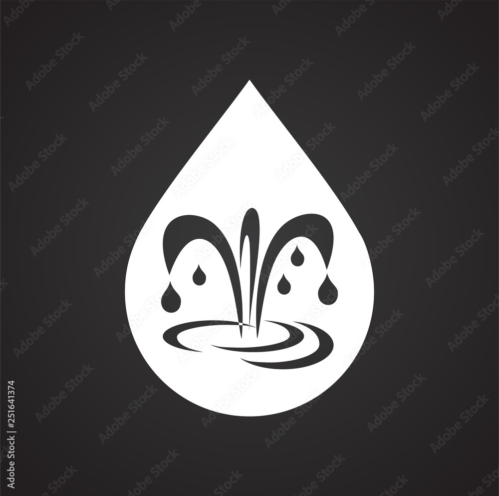 Poster drop water icon on black background for graphic and web design, modern simple vector sign. internet 