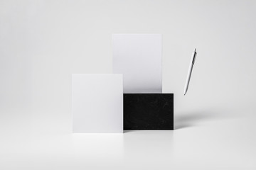 Abstract corporate identity Mock up with basic stationary set. 3D rendering