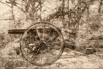 Fototapeta na wymiar Sketch of an American Civil War Cannon