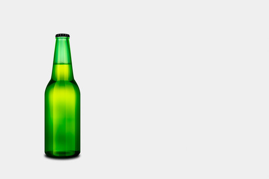 Beer Bottle Mock-Up isolated on soft gray background. 3D rendering.