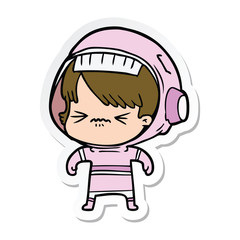 sticker of a angry cartoon space girl