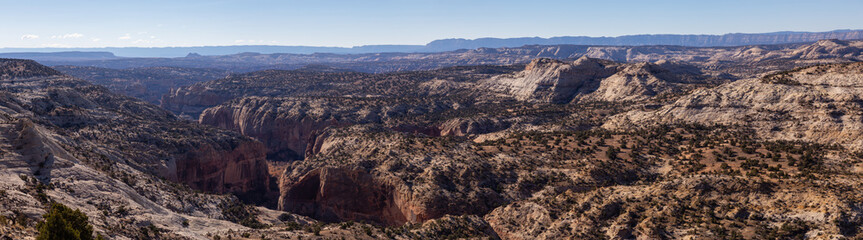 Beautiful Panoramic landscape during a sunny day. Taken in Utah, United States of America.