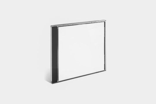 Blank CD Case Mock up Isolated on soft gray background.High resolution photo