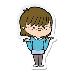 Obraz premium sticker of a annoyed cartoon girl